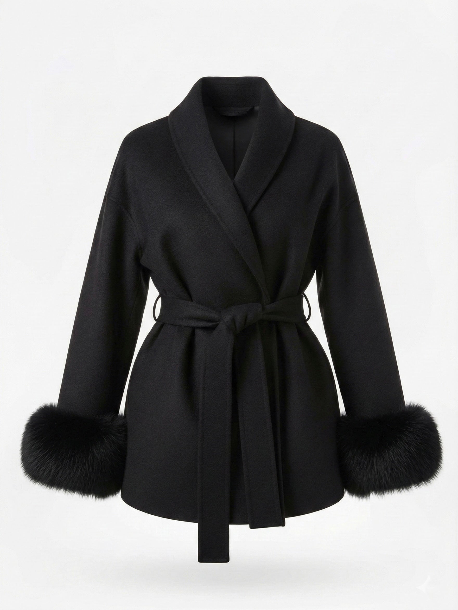 Aura Belted Coat with Faux Fur Cuffs