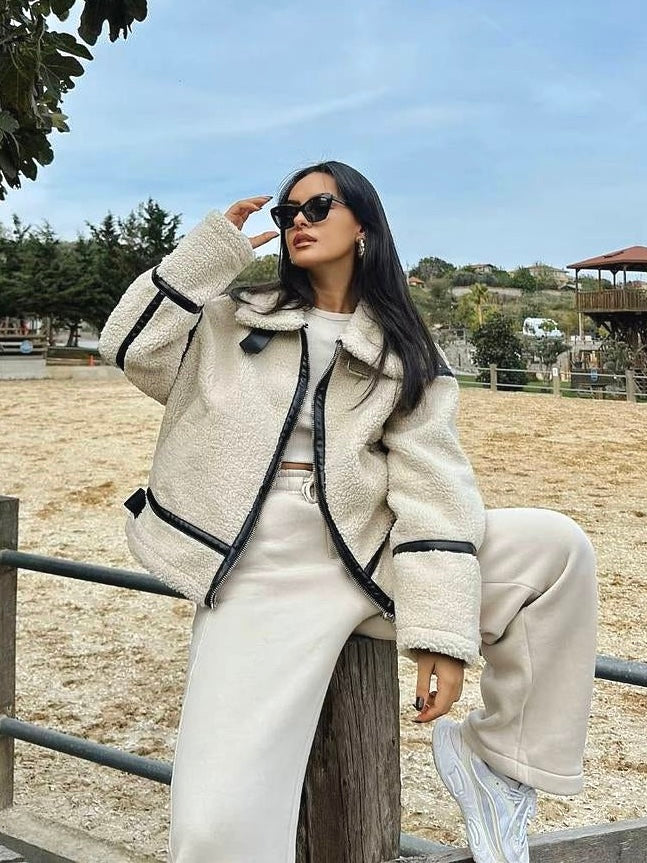 Faux Shearling Zip-Up Jacket