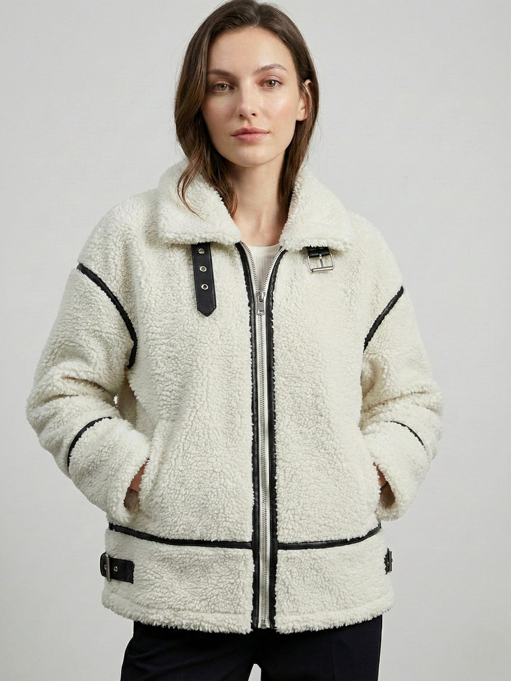Faux Shearling Zip-Up Jacket