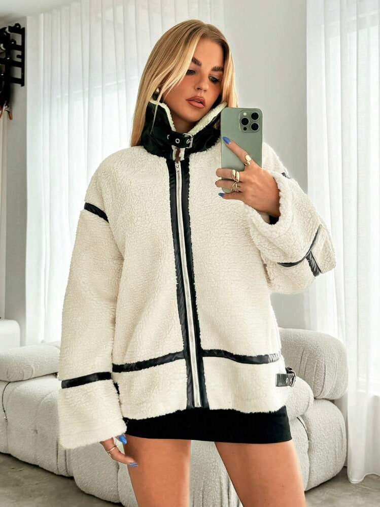 Faux Shearling Zip-Up Jacket