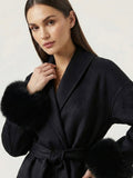 Aura Belted Coat with Faux Fur Cuffs