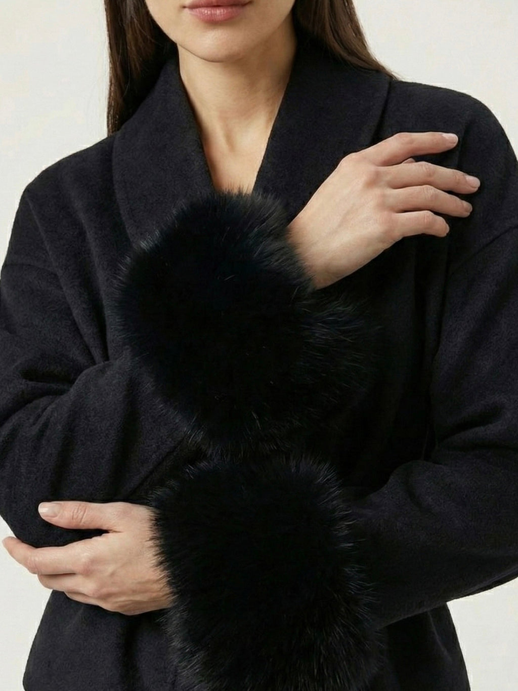 Aura Belted Coat with Faux Fur Cuffs