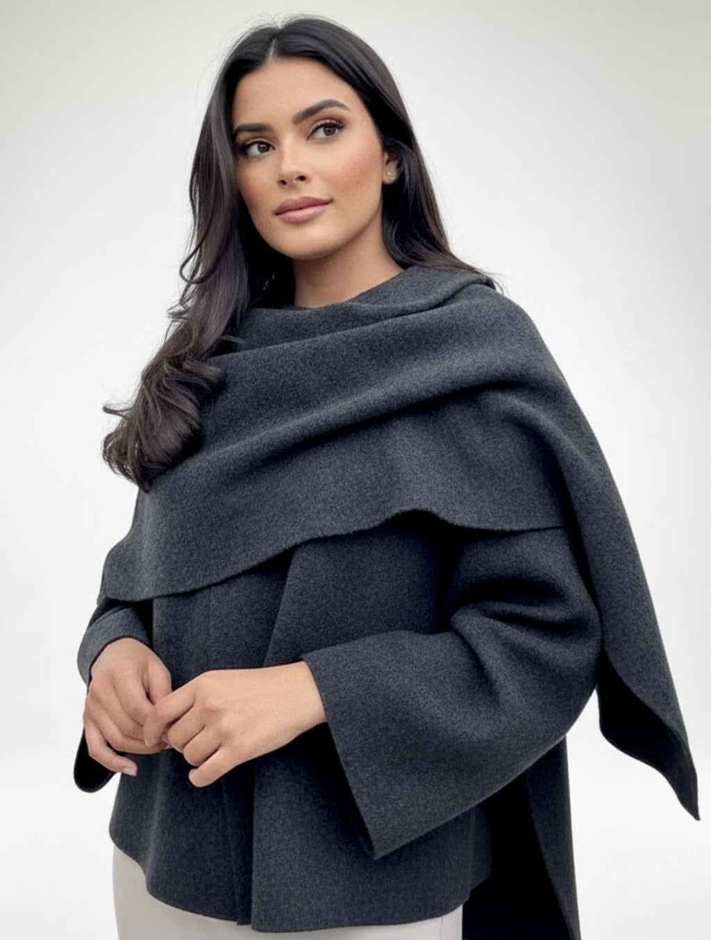 Elegant Neck Cape Coat for Women