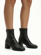 Classic Black Leather Ankle Boots (Block Heel)