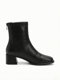 Classic Black Leather Ankle Boots (Block Heel)