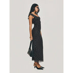 Elegant Maxi Dress Black Polka Dot