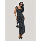 Elegant Maxi Dress Black Polka Dot
