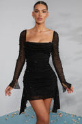 Black Beaded Mini Dress