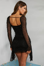Black Beaded Mini Dress