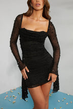 Black Beaded Mini Dress