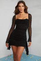 Black Beaded Mini Dress
