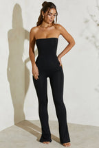 Strapless Black Flared Jumpsuit