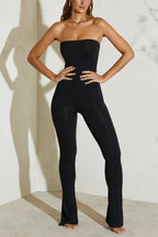 Strapless Black Flared Jumpsuit