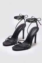 Black Strappy Knot Heels