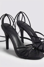Black Strappy Knot Heels