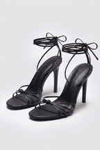 Black Strappy Knot Heels