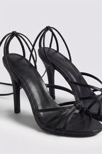 Black Strappy Knot Heels