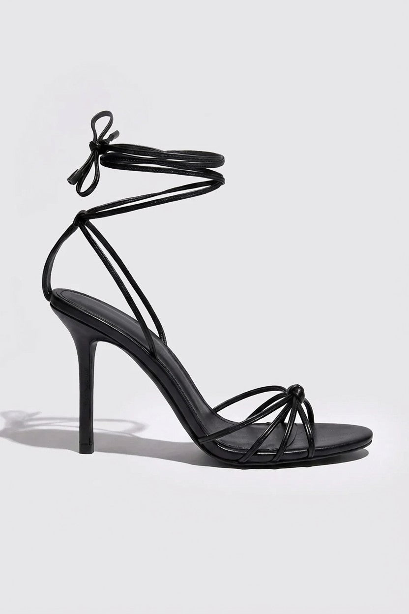 Black Strappy Knot Heels