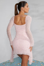 Pink Beaded Mini Dress