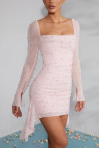 Pink Beaded Mini Dress