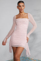 Pink Beaded Mini Dress