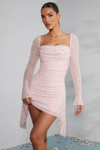 Pink Beaded Mini Dress