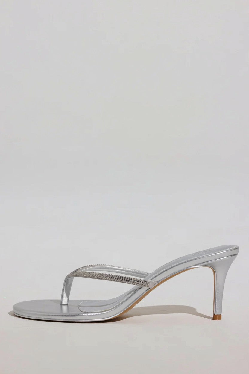 Silver Rhinestone Heeled Sandals
