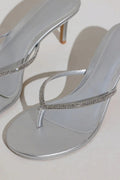 Silver Rhinestone Heeled Sandals