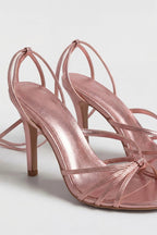 Rose Gold Lace-Up Heeled Sandals