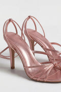 Rose Gold Lace-Up Heeled Sandals