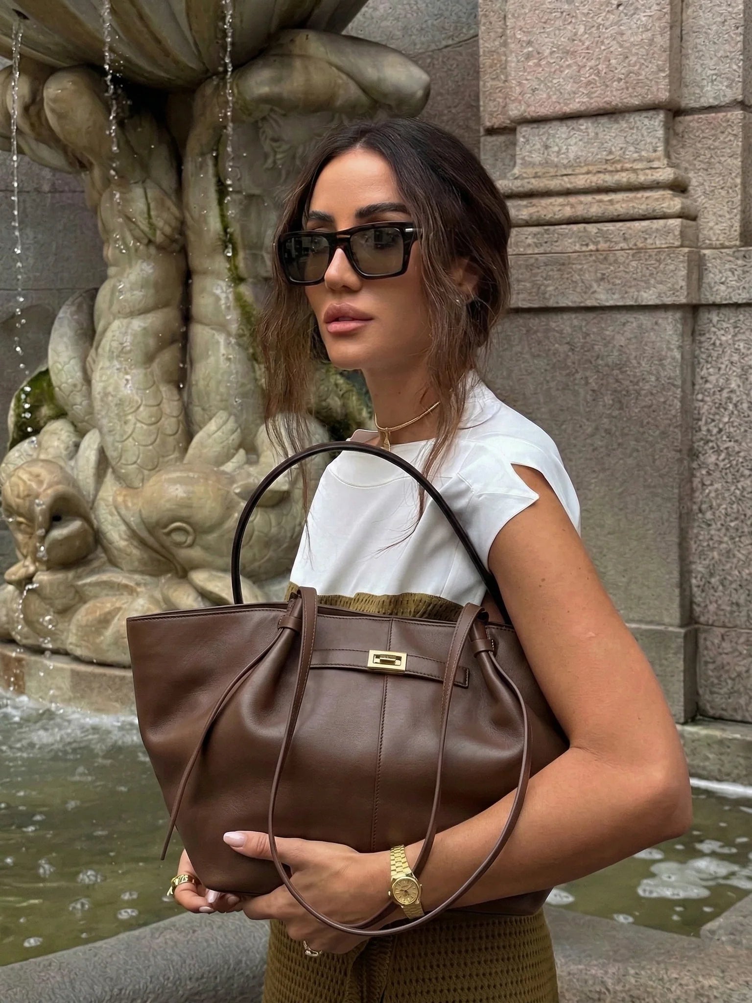 Women's Elegant Leather Tote Bag